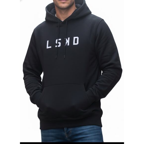 NEW LSKD Men's Black Hoodie Pullover Sweatshirt Size Large L - NWT 22”x28” - Picture 1 of 3